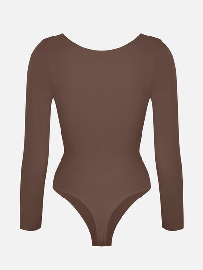 Willluxe Seamless Long Sleeve Tummy Control Thong Bodysuit