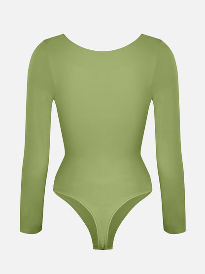 Willluxe Seamless Long Sleeve Tummy Control Thong Bodysuit
