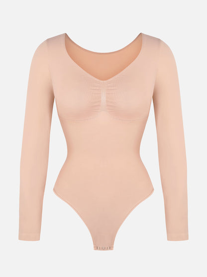 Willluxe Seamless Long Sleeve Tummy Control Thong Bodysuit