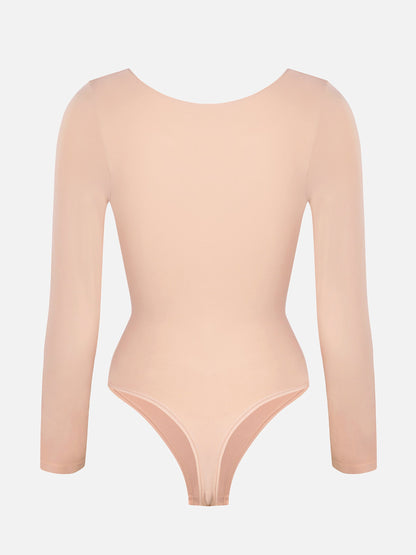 Willluxe Seamless Long Sleeve Tummy Control Thong Bodysuit