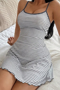 Willluxe® DreamWear – Black Striped Bodycon Elegance Nightdress