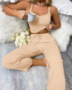 Willluxe® DreamWear – Knit Lace Trim Camisole Pajama Set (3 Colors)
