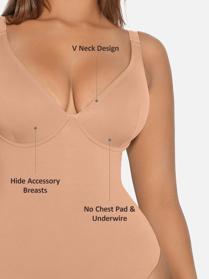 Willluxe V Neck Tummy Control Shaping Bodysuit