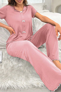 Willluxe® DreamWear – Lace Trim Loose Pajama Set