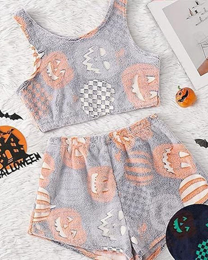 Halloween Glow-in-the-Dark Flannel Pajama Set
