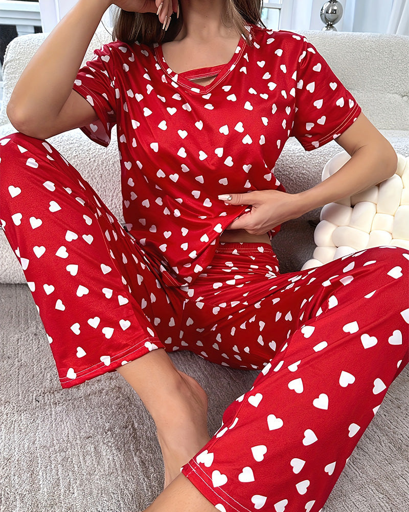 Willluxe® DreamWear – Red Polka Dot Short-Sleeve Pajama Set