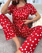 Willluxe® DreamWear – Red Polka Dot Short-Sleeve Pajama Set