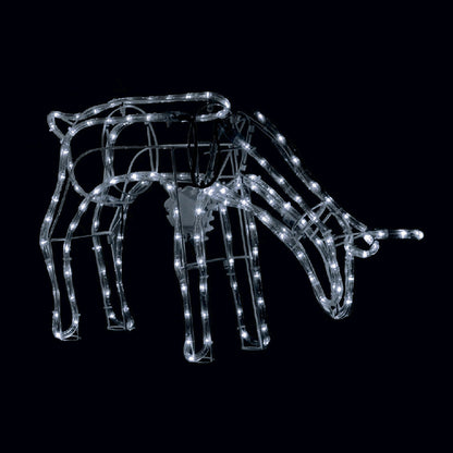 Lexi Lighting 3D Illuminated LED Reindeer Stand Feeding With Motor - White