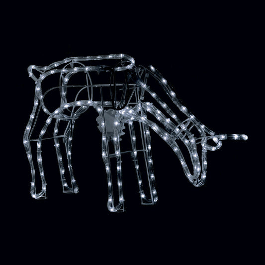 Lexi Lighting 3D Illuminated LED Reindeer Stand Feeding With Motor - White
