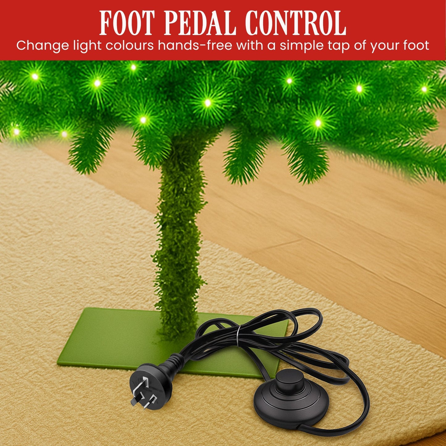 Christabelle 7.5ft Christmas Gremlin Tree Curved Top Red Bauble LED Lights