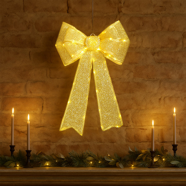 Lexi Lighting Battery Operated LED Lit Bow - Gold