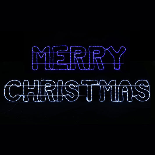 Lexi Lighting 2.73m Merry Christmas Sign - Blue+White