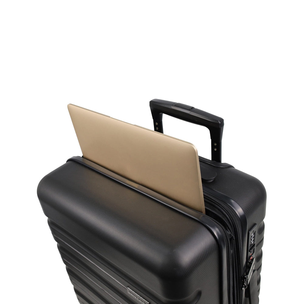 3pc Pierre Cardin 4 Wheel Hard-Shell Suitcase Travel Luggage Set Black
