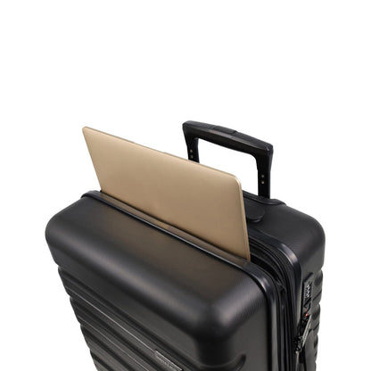 3pc Pierre Cardin 4 Wheel Hard-Shell Suitcase Travel Luggage Set Black