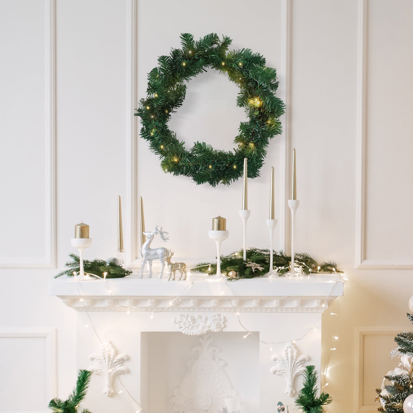 Lexi Lighting Pre-Lit Timberland Spruce Wreath - Medium