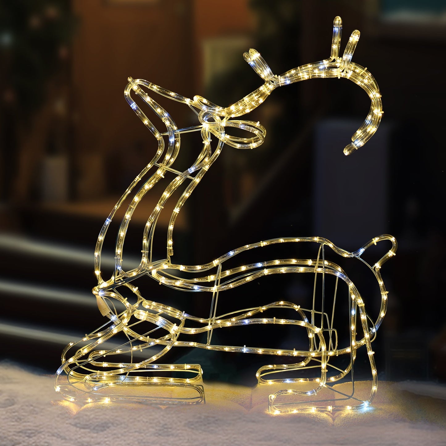 Lexi Lighting LED 3D Sitting Reindeer Silhouette - Warm White