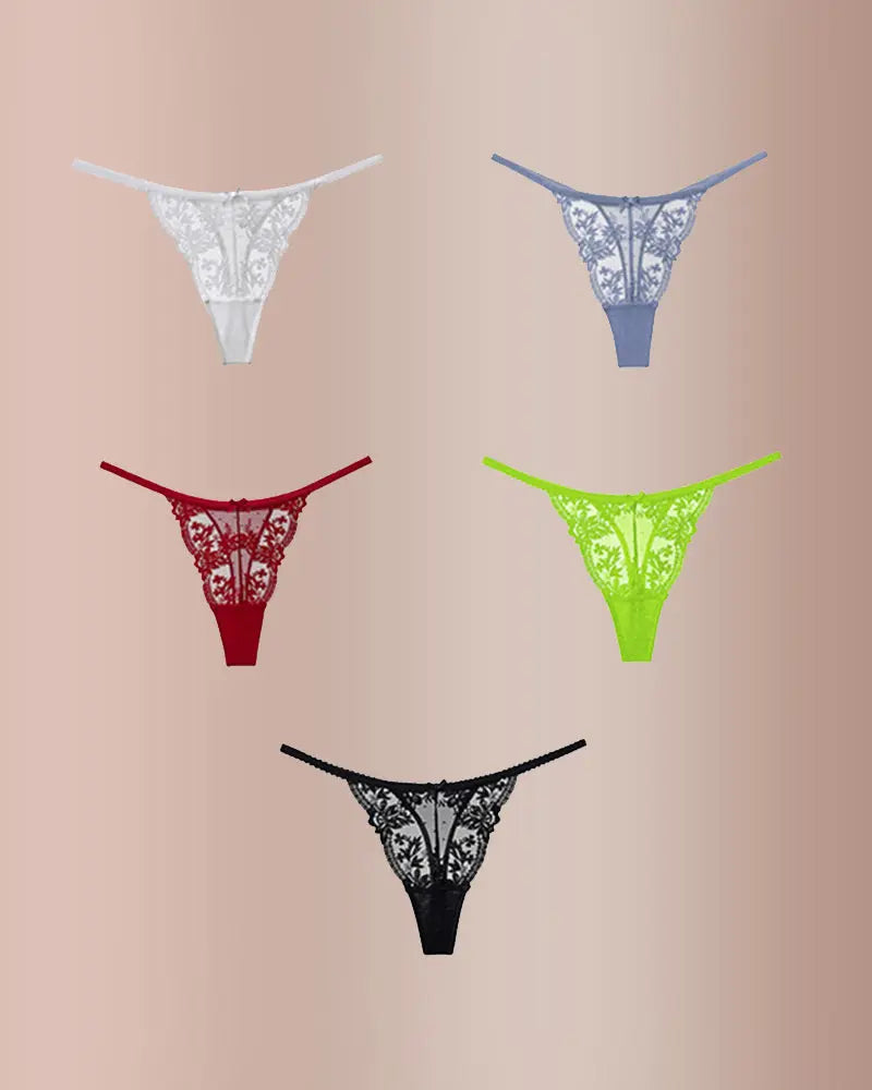 Willluxe® BlossomLace – French Embroidered Sheer Lace Thong