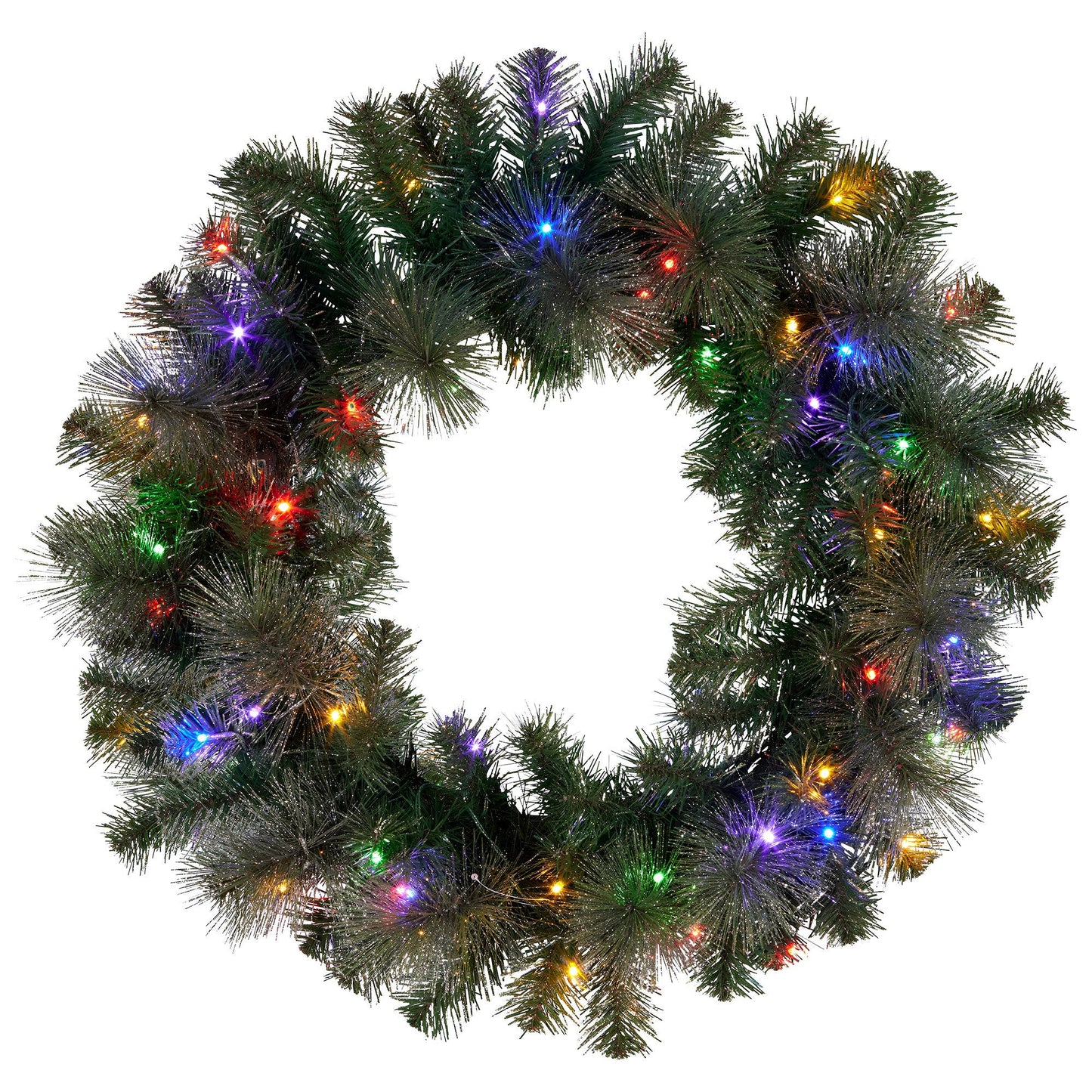 Christabelle 61cm Christmas Wreath LED Lights Glittery Gold Pine Front Door Decoration Ornament