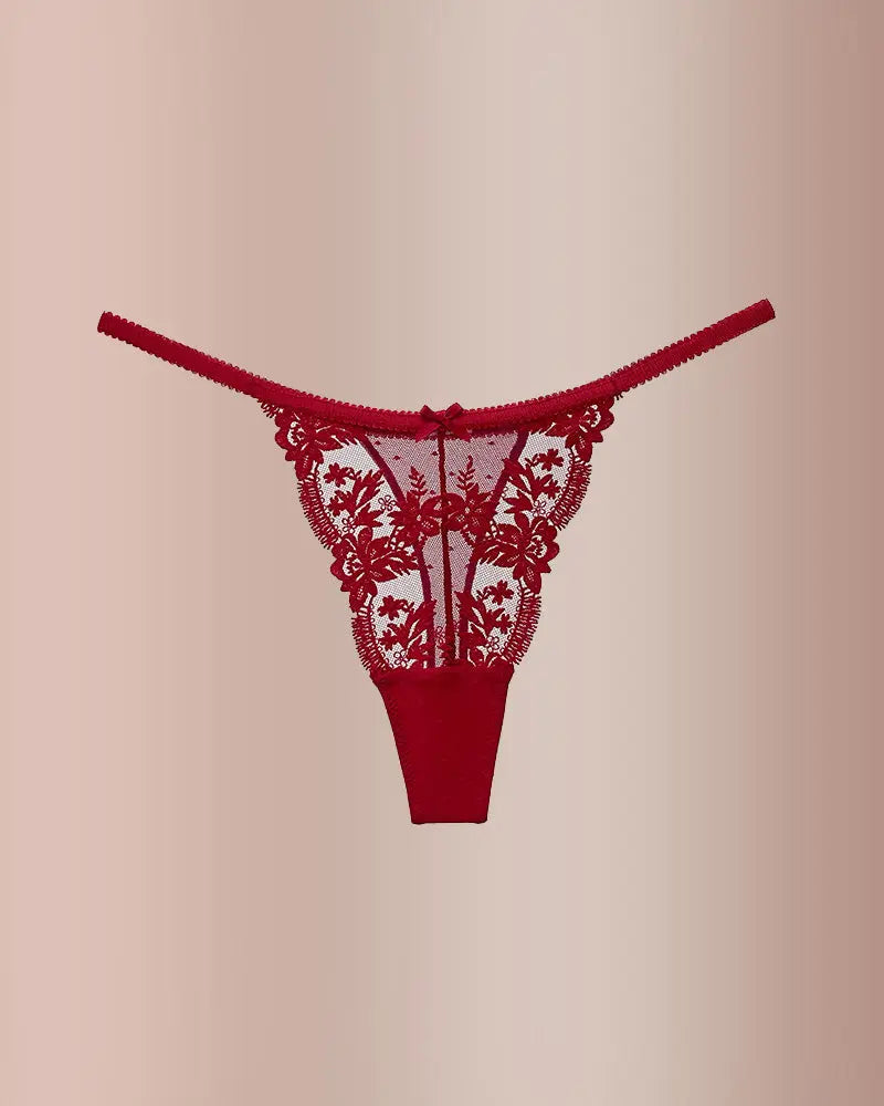 Willluxe® BlossomLace – French Embroidered Sheer Lace Thong