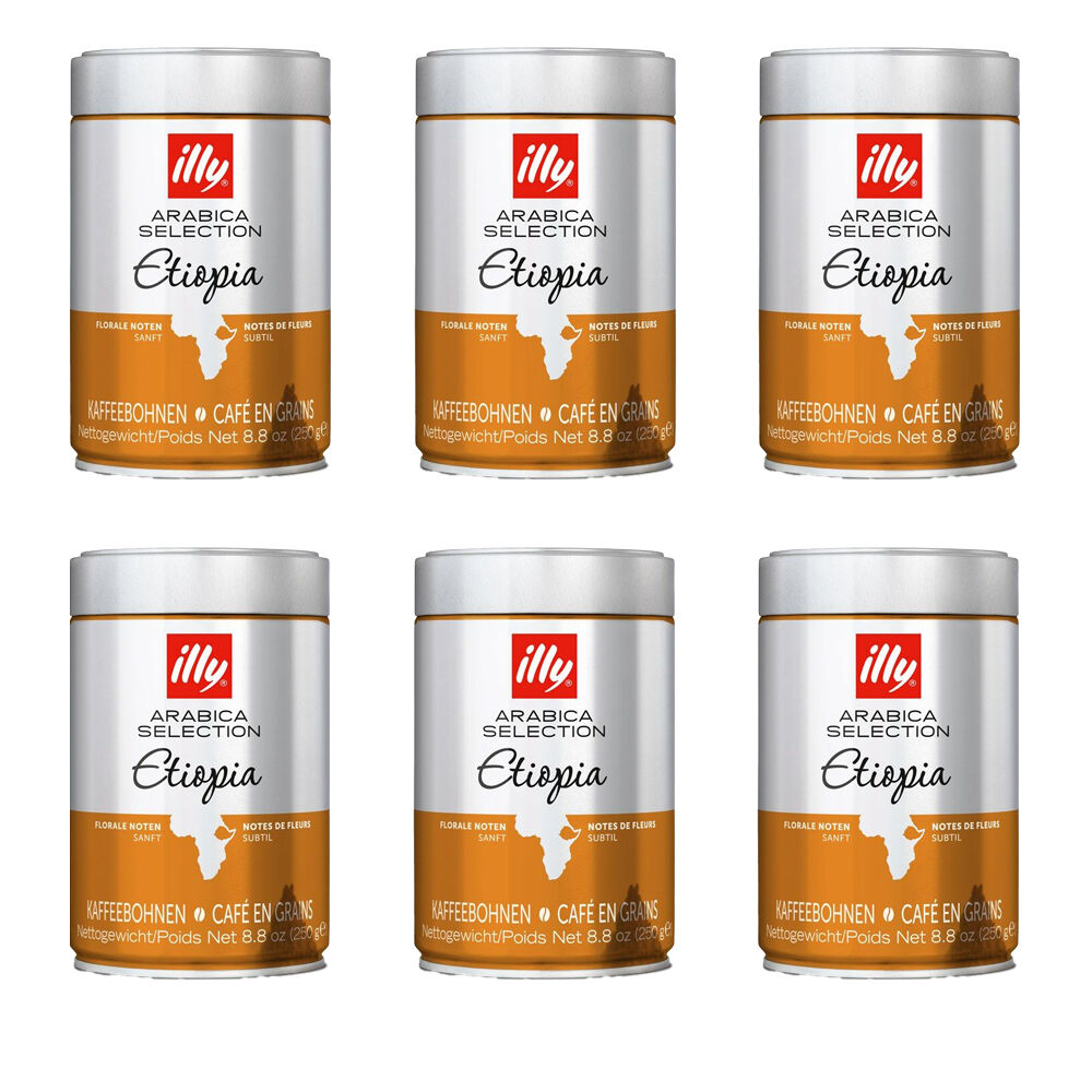 Illy Arabica Selection Ethiopia Whole Coffee Beans Delicate Intensity 250g 6packs