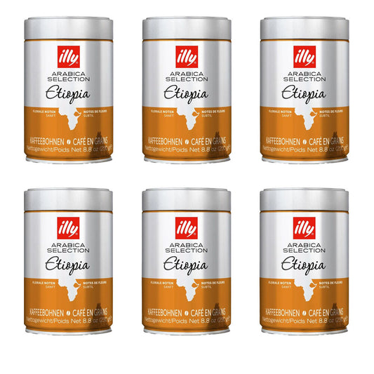 Illy Arabica Selection Ethiopia Whole Coffee Beans Delicate Intensity 250g 6packs
