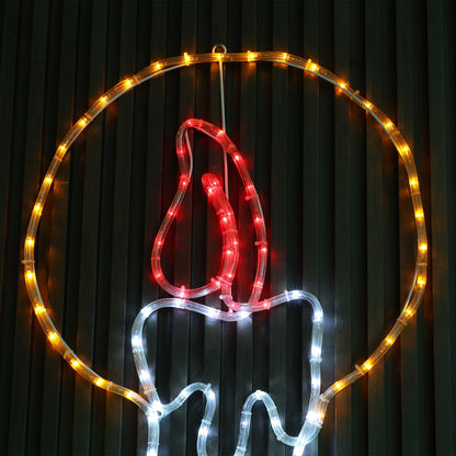 Lexi Lighting LED Christmas Candle With Holly Sprig Rope Light Silhouette