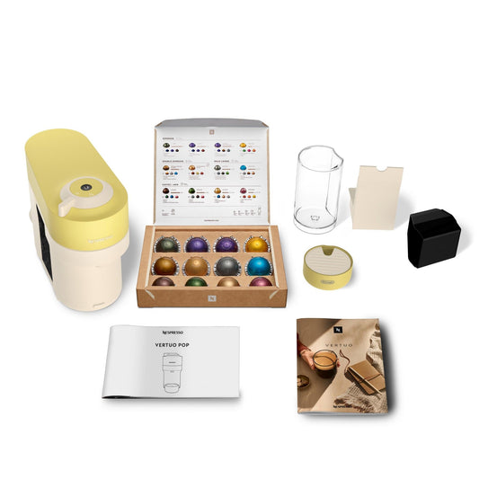 De'Longhi Vertuo Pop Nespresso Capsule Coffee Machine Value Pack (Lemon)