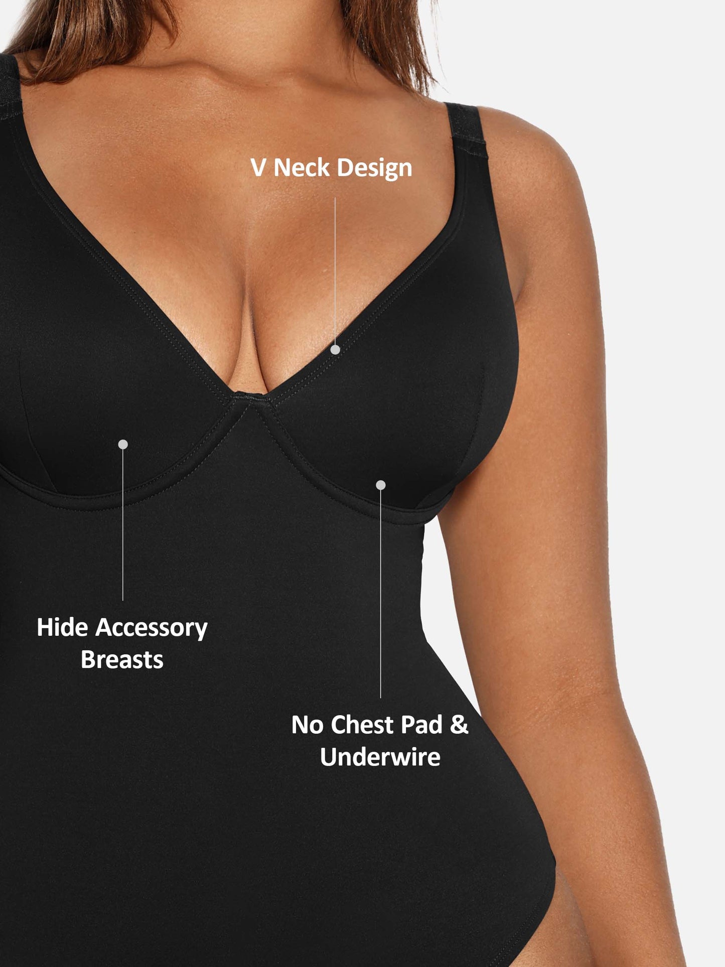 Willluxe V Neck Tummy Control Shaping Bodysuit