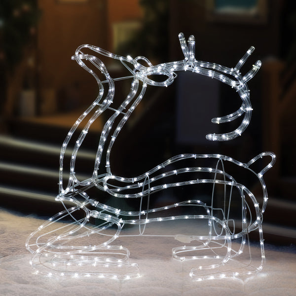 Lexi Lighting LED 3D Sitting Reindeer Silhouette - White