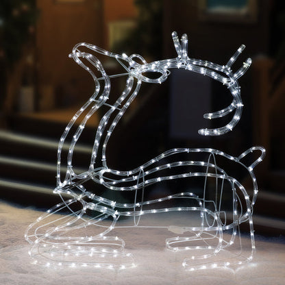Lexi Lighting LED 3D Sitting Reindeer Silhouette - White