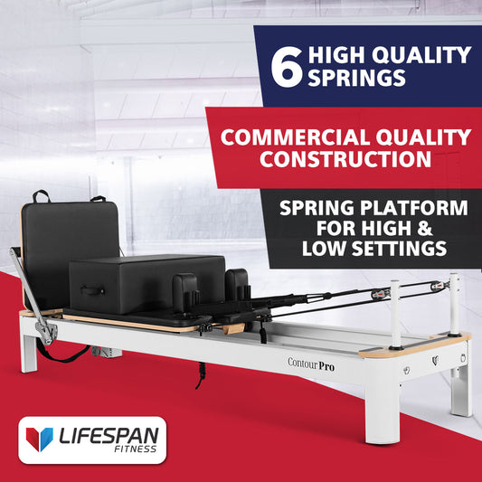 Lifespan Fitness Contour Pro Aluminium Reformer Pilates Bed Set