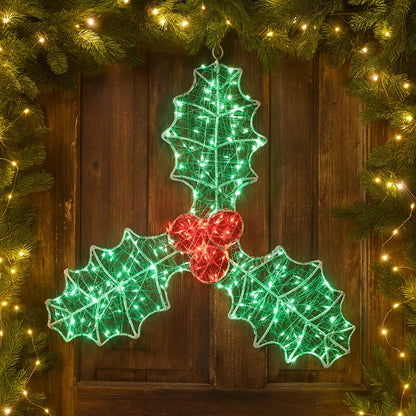 Lexi Lighting Outdoor Micr-LED Christmas Holly Berry Silhouette