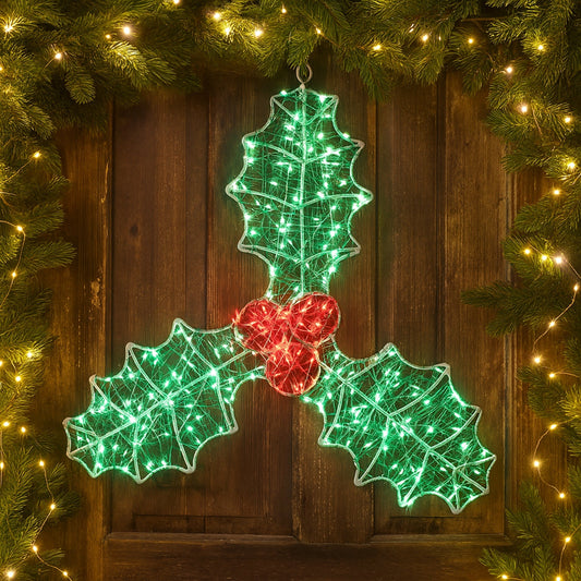 Lexi Lighting Outdoor Micr-LED Christmas Holly Berry Silhouette