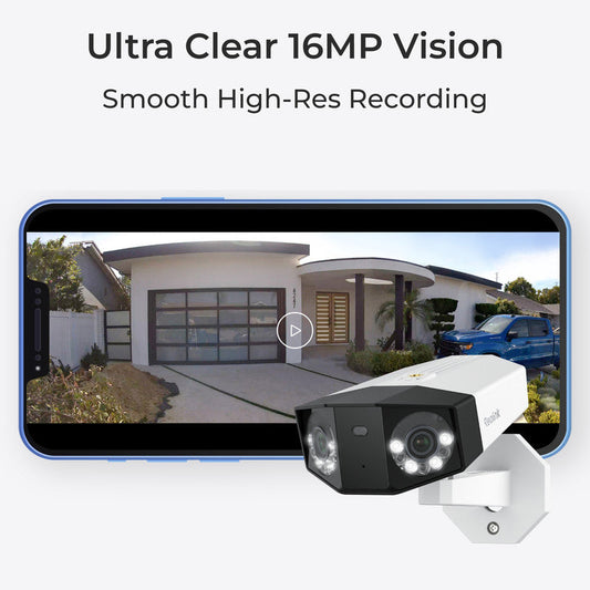 Reolink 16MP HD 180° PoE Outdoor Motion Track Security Camera - Duo Series
