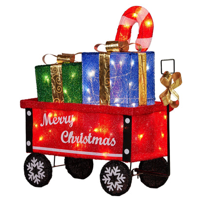 Christabelle Christmas Cart Display with Candy Cane & Presents Warm White LED Lights