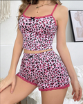 Willluxe® DreamWear – Pink Lace Pajama Set with Thermal Shorts