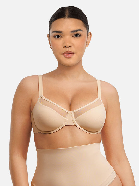 Willluxe Sheer Mesh Full Coverage Unpadded Underwire Bra