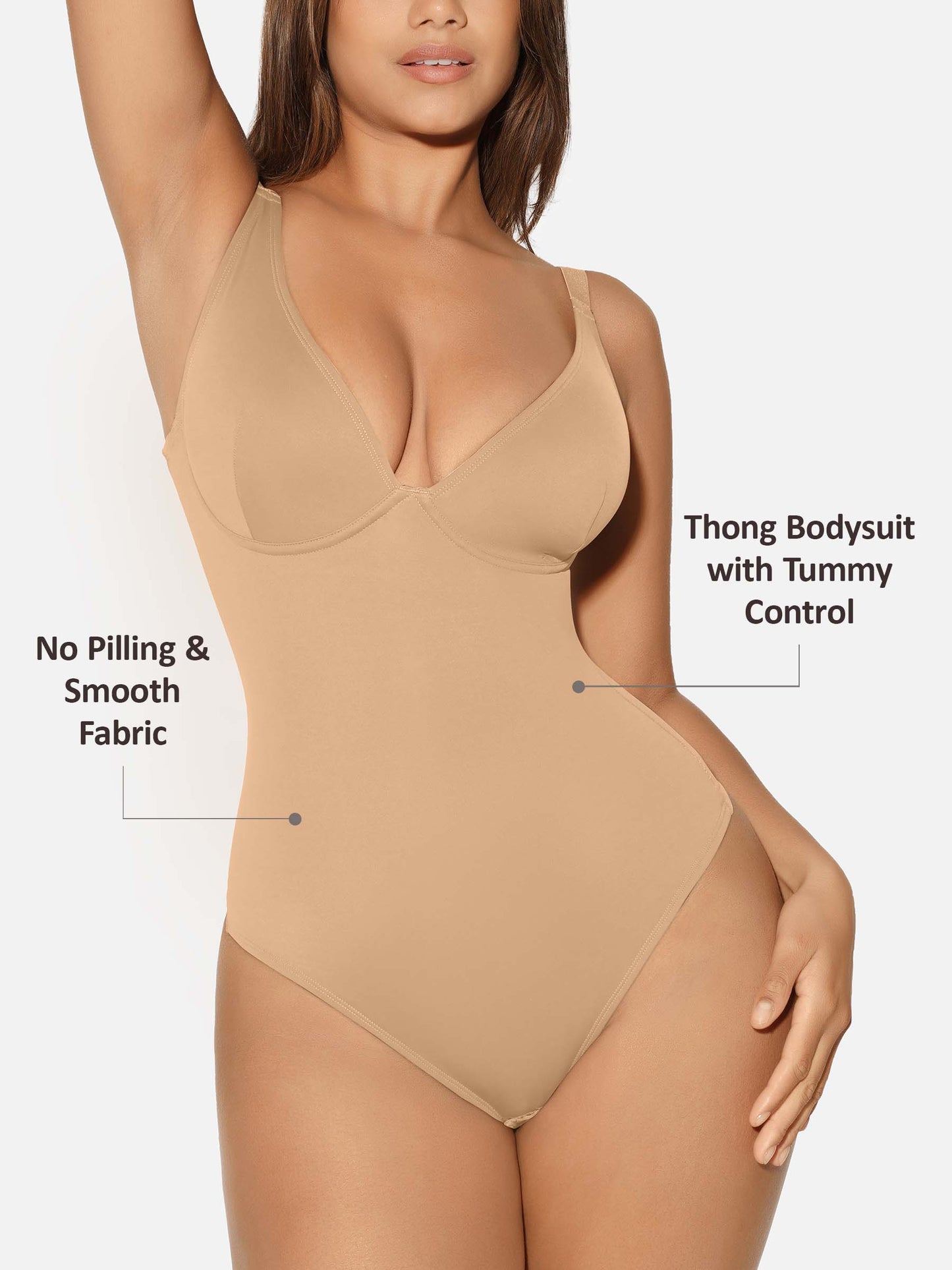 Willluxe V Neck Tummy Control Shaping Bodysuit