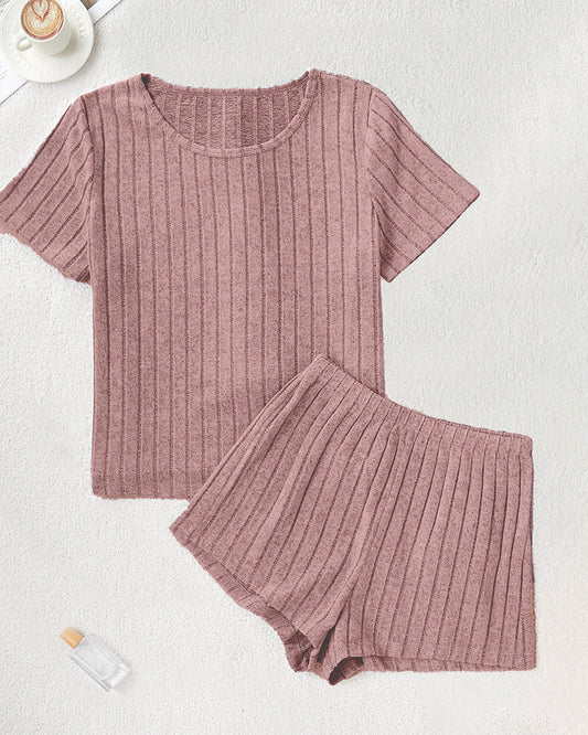WILLLUXE® Ribbed Tee & Shorts Lounge Set