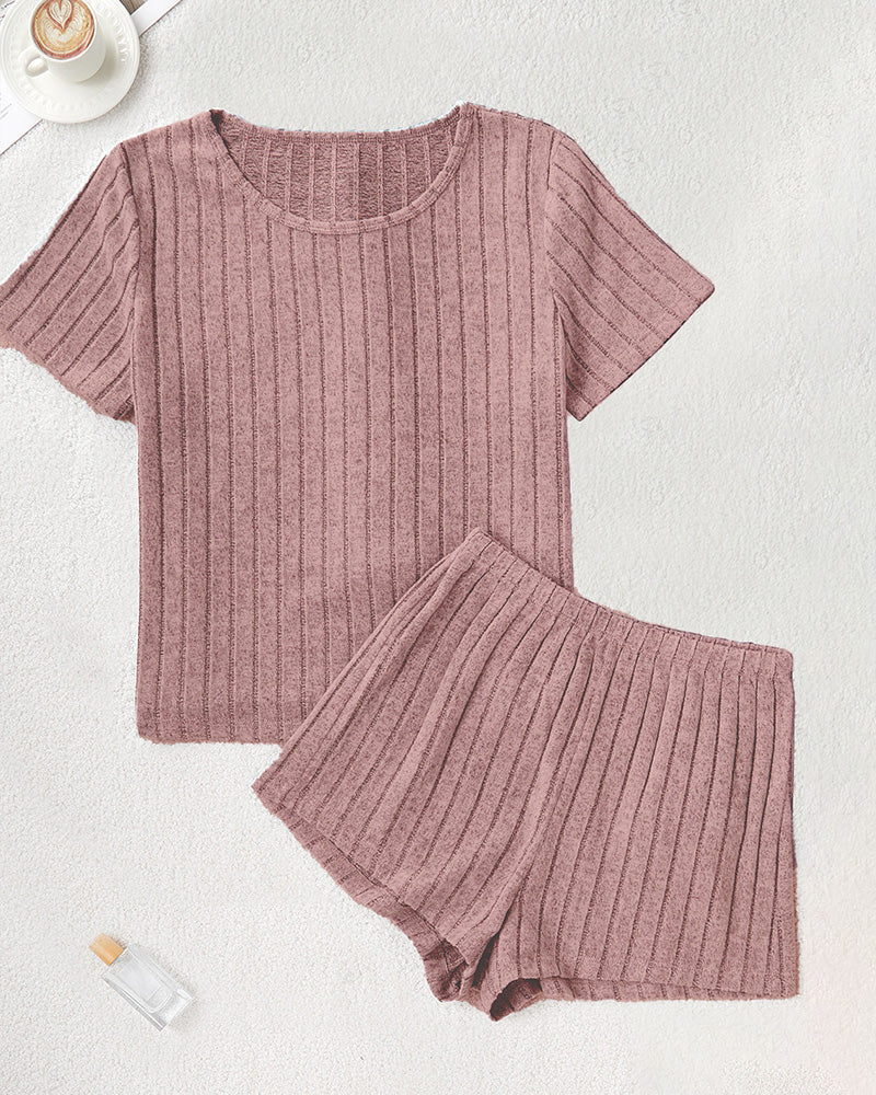 Willluxe® Ribbed Tee & Shorts Lounge Set