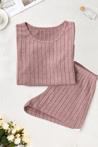 Willluxe® Ribbed Tee & Shorts Lounge Set