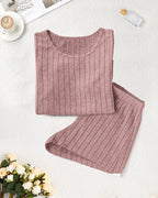 Willluxe® Ribbed Tee & Shorts Lounge Set