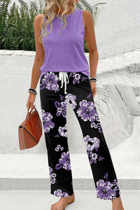 Willluxe® Tank Top & Floral Lounge Pants Set