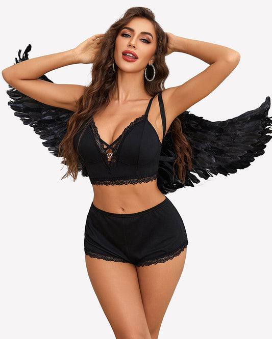 Pajama Sets Shorts Lace Trim Cami Pj Set