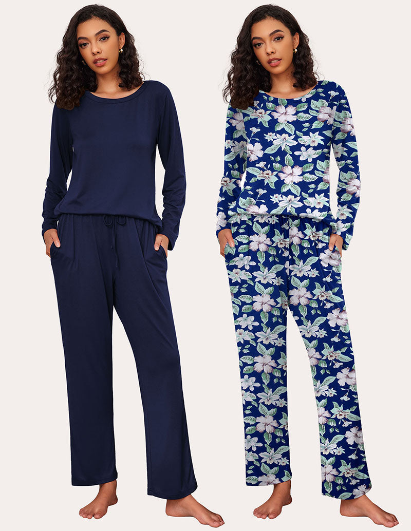 Ekouaer Premium Soft 2 Pack Long Sleeve Pajama Set (US Only)