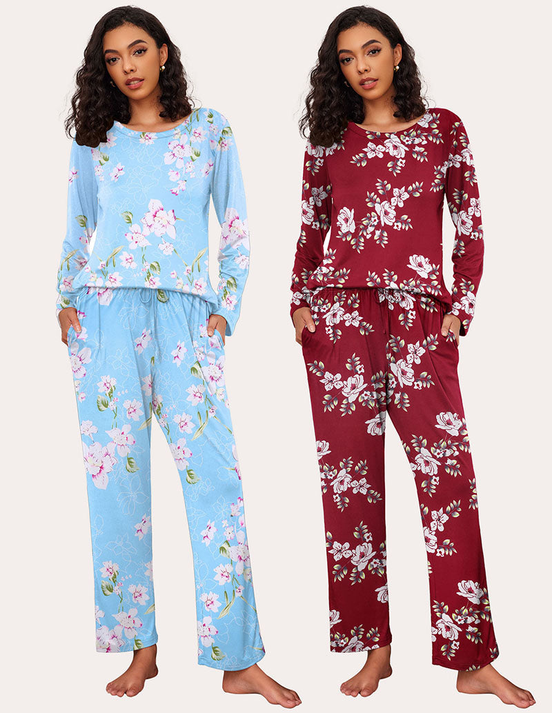 Ekouaer Premium Soft 2 Pack Long Sleeve Pajama Set (US Only)