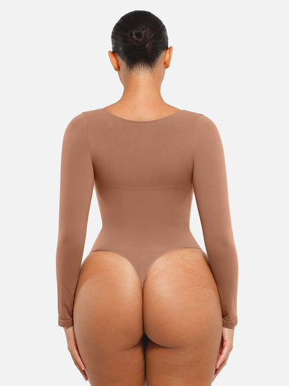 Willluxe Seamless Long Sleeve Tummy Control Thong Bodysuit