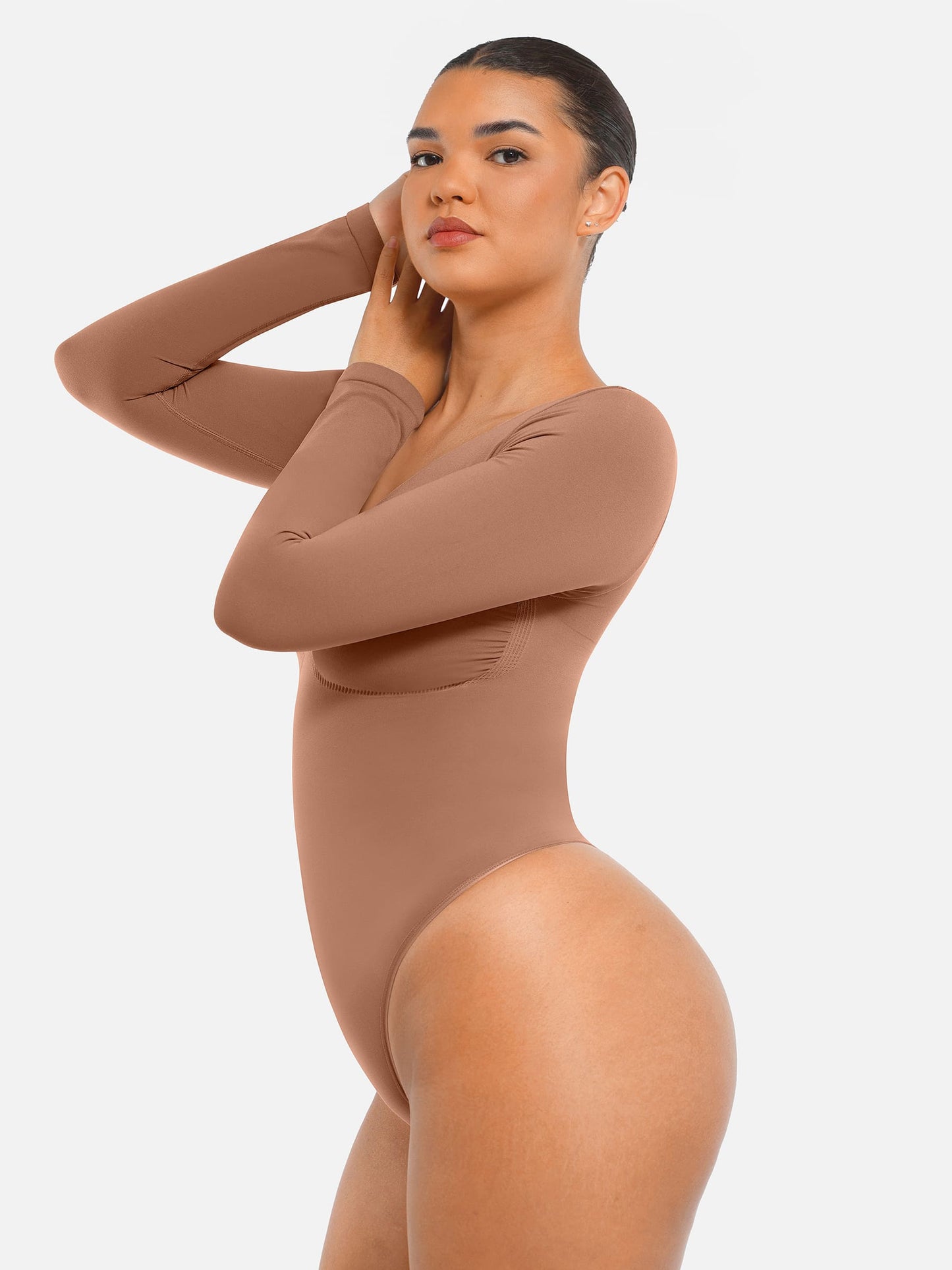 Willluxe Seamless Long Sleeve Tummy Control Thong Bodysuit