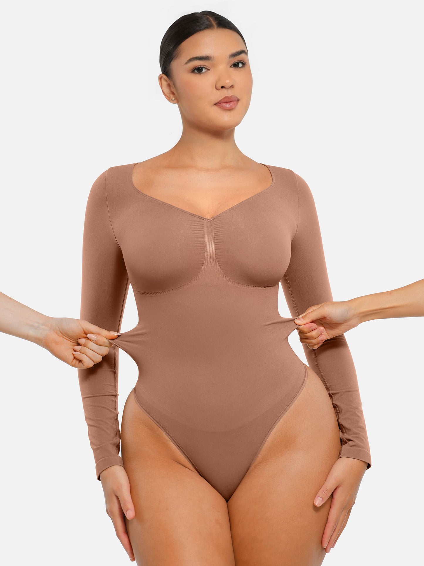 Willluxe Seamless Long Sleeve Tummy Control Thong Bodysuit