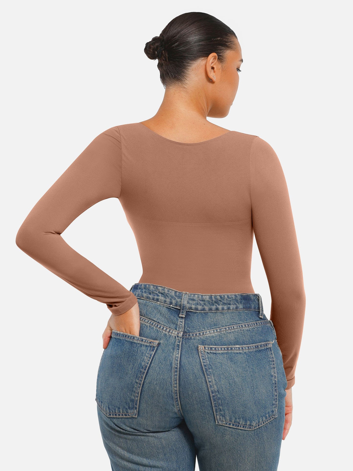 Willluxe Seamless Long Sleeve Tummy Control Thong Bodysuit